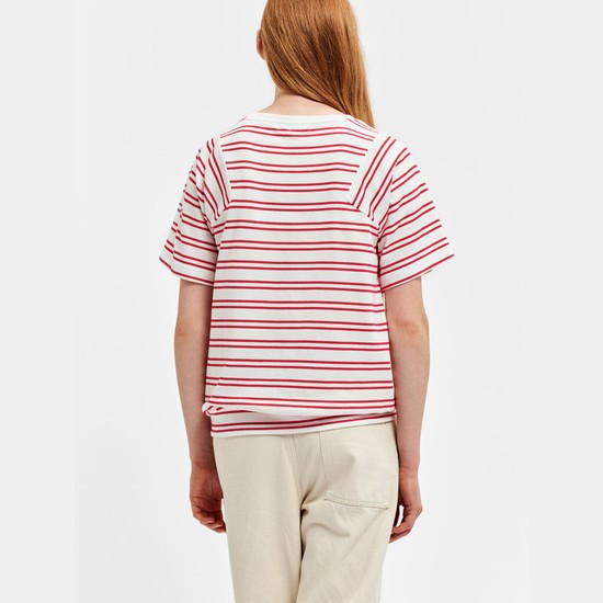 Aigle A Short Sleeves Striped Tee Shirt With Uvc Function T-shirts Women White/Pink ZA-38094